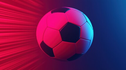 Naklejka premium Vibrant pink and blue soccer ball with motion effect, isolated on white background.