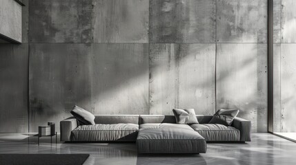 Modern living room with sofa and concrete texture wall background AI generated image