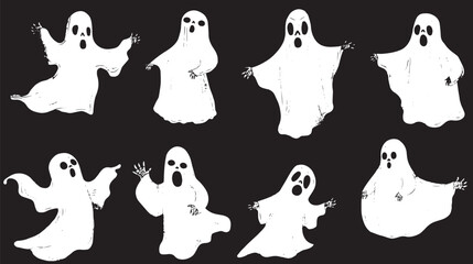 Lovely hand drawn halloween ghost collection, Halloween elements, Happy Halloween
