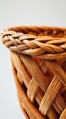 Obraz premium Close-up of woven wicker basket texture