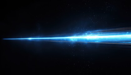 Obraz premium A Blue Light Streak in the Night Sky with Stars