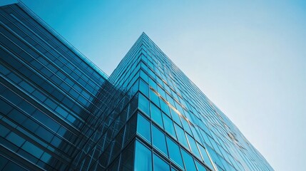 Obraz premium Modern Glass Building Against Clear Sky
