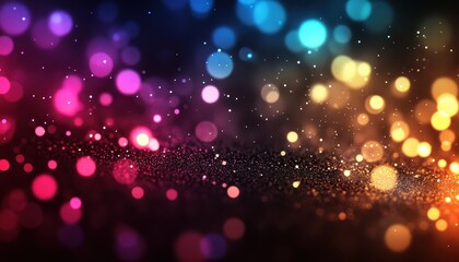 Abstract Colorful Bokeh Lights with Glitter