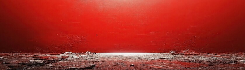Obraz premium Red Wall with White Light and Rocky Ground
