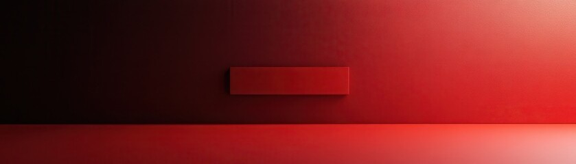 Obraz premium Red Wall with Horizontal Panel and Gradient Floor