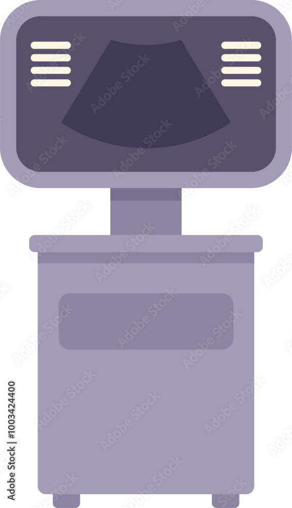 Aufkleber ultrasound diagnostic machine with buttons and empty screen standing on a special small table