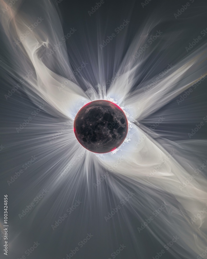 Poster a solar eclipse is seen from space with a black hole in the middle. ai.