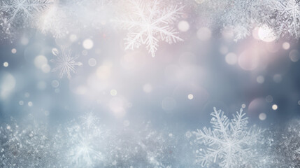 Winter Background with Snowflakes and Bokeh
