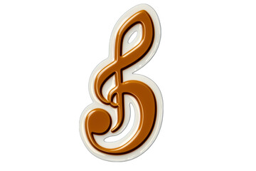 Obraz premium A stylized treble clef design in brown, symbolizing music and creativity, perfect for art or musical themes.
