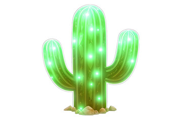 A vibrant, glowing cactus with lights, perfect for adding a unique touch to digital art or designs.