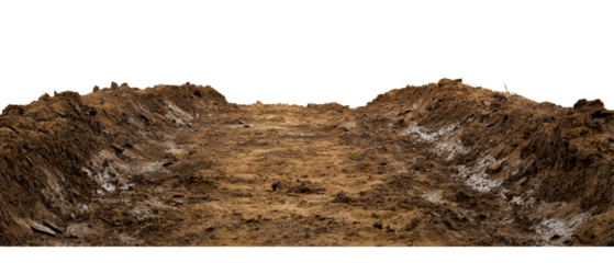 Dirt terrain with rough textures, earthy colors, isolated on a white background.