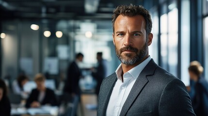 Fototapeta premium Confident Businessman in Modern Office Setting