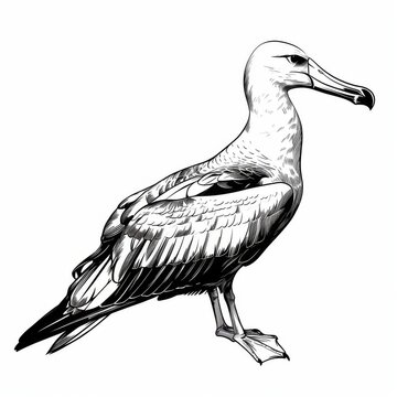recommend clip art: Elegant Albatross Line Art on Clean Background