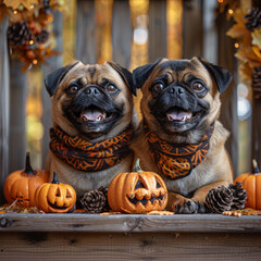 Obraz premium Halloween Dog Costumes Cute Halloween Pups 