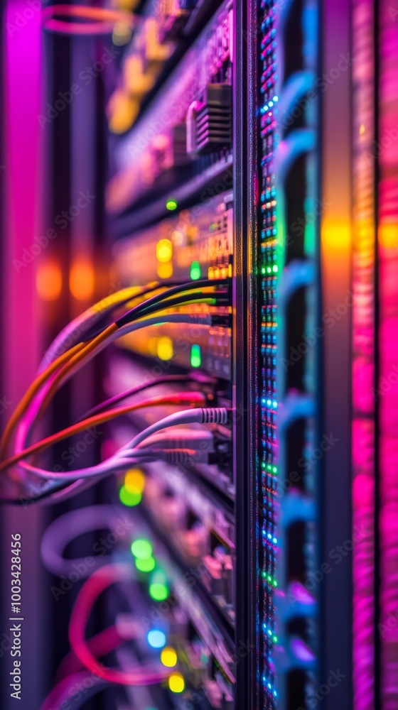 Aufkleber colorful network server in data center with