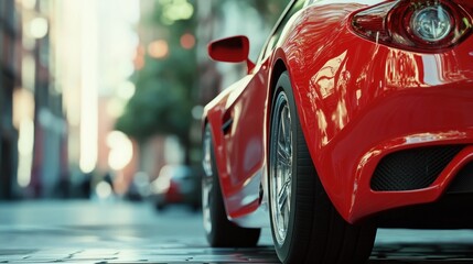 Red Sports Car in Urban Setting