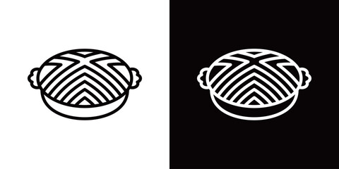 ジンギスカン鍋のシンプルなラインアイコン