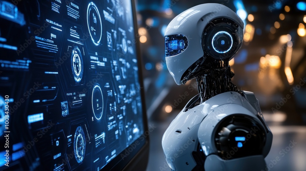 Poster robot examining data