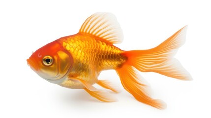 Obraz premium A Single Goldfish Isolated on a White Background