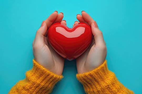 Gentle Hands Embracing a Vibrant Heart Symbolizing Enduring Love Compassion and Care