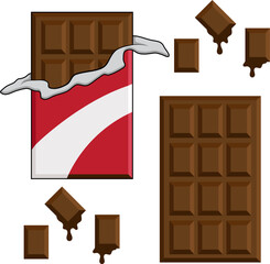 Flat chocolate bar set icon