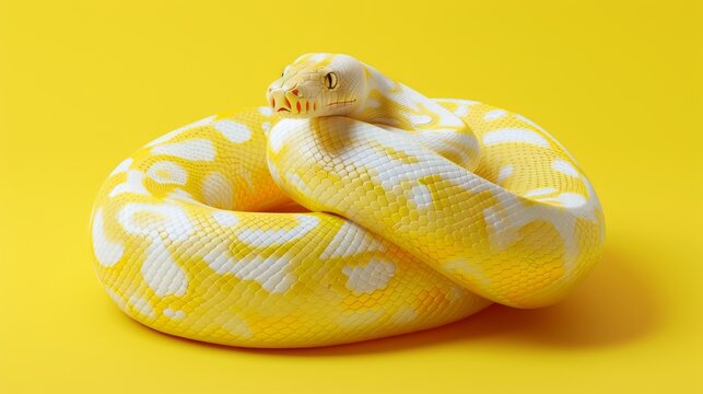 Minimalist 3D Yellow Python on Bright Background