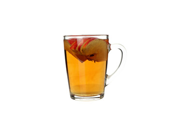 PNG, Apple cider in glass cup, isolated on white background