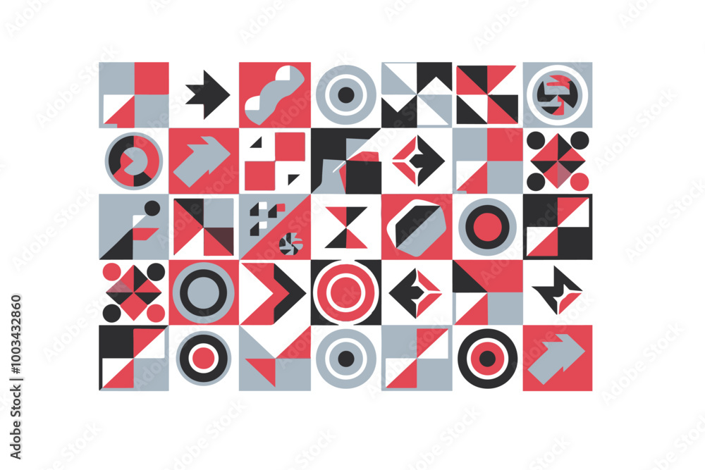 Poster geometric vector design featuring an array of abstract shapes