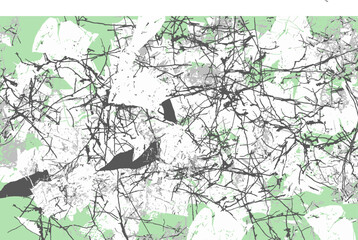 walls crumbled faded paint cracks green and white background