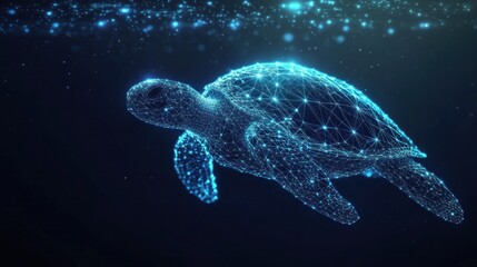 Sea Turtle in Wireframe, Digital Art