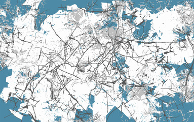 walls crumbled faded paint cracks blue and white background