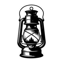 Retro Kerosene Lantern Silhouette with Unique Angular Flame for Brand Design
