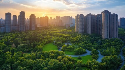 Fototapeta premium modern building and beautiful park