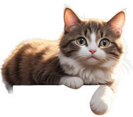 Obraz premium Cat peeking sitting on transparent background PNG