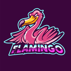 Flamingo bird mascot. sport logo design