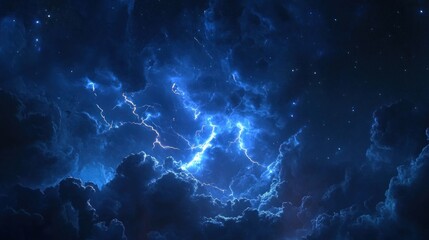 Lightning Storm in the Night Sky