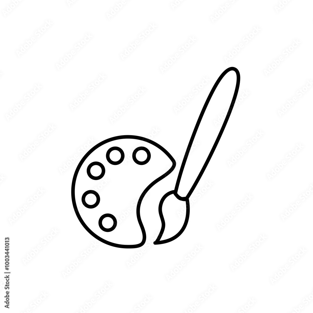 Poster paint brush icon, palette vector linear illustration for web and app..eps