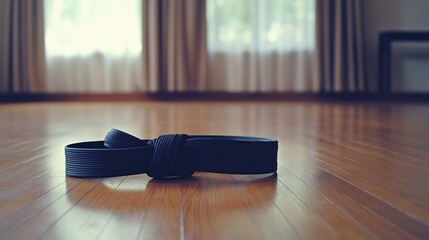 Black Belt on Wooden Floor