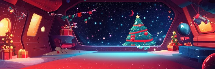 Christmas Tree View from Spaceship Window