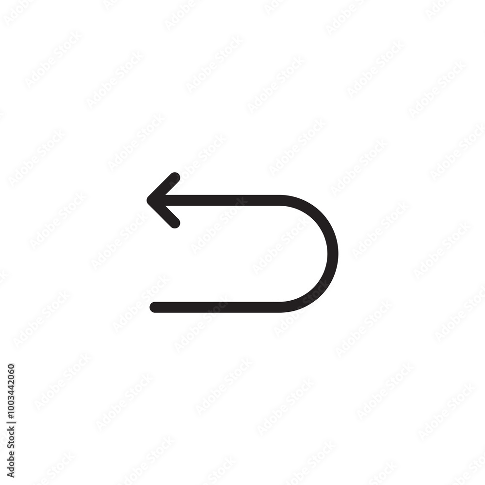 Poster return icon design. simple flat black linear illustration for web and app..eps