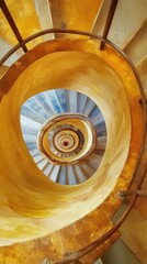 Fototapeta premium Barouge spiral staircase flat design top view art deco theme watercolor Complementary Color Scheme