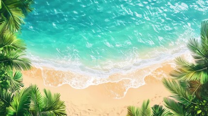 crystal clear water flat design top view exotic beach animation vivid