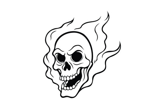 recommend clip art: skull rising from smoke intense vector silhouette on white background