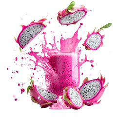 Red Dragon Fruit isolated on white and transparent background. PNG cutout.