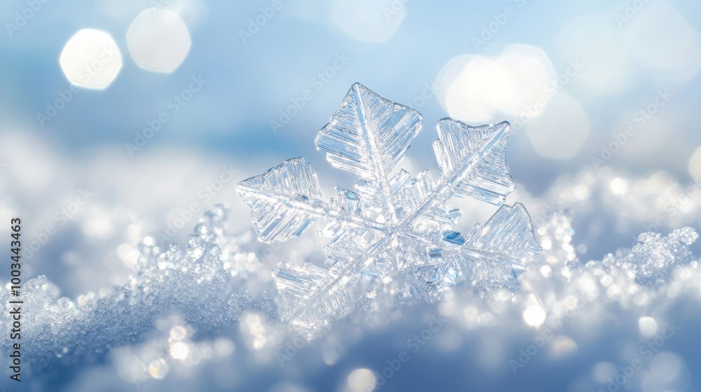 Poster close-up of a snowflake on a