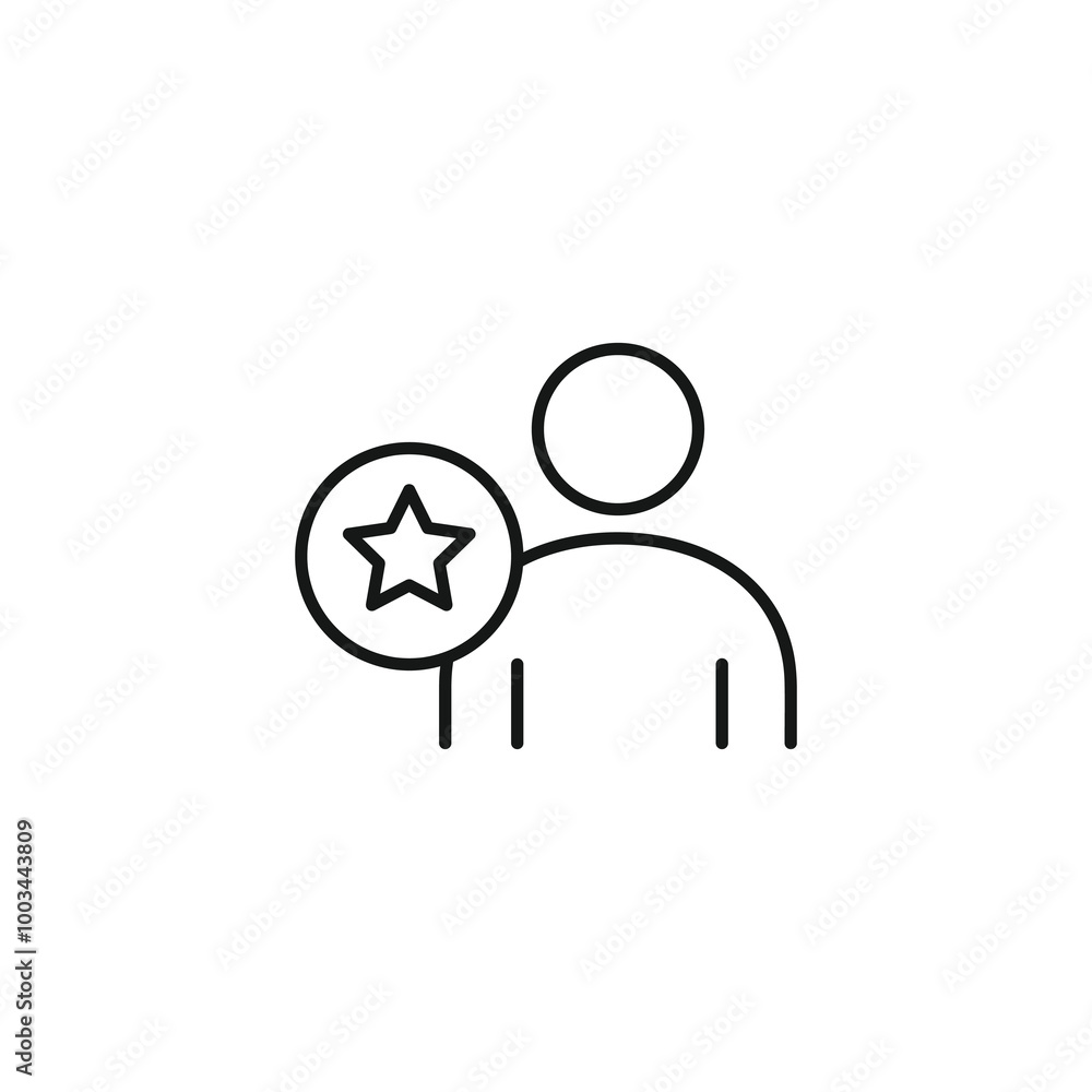 Poster star user icon design, simple flat black linear illustration for web and app..eps