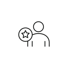 Star user icon design, simple flat black linear illustration for web and app..eps