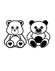 2 Cute Teddy Bear | Teddy Bear | 2 Teddy Sitting | Teddy w/Heart | Zoo Animal | Stuffed Toy Teddy | Bear | Wild Teddy Bears | Original Illustration | Vector and Clipart | Cutfile and Stencil
