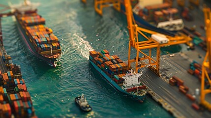 A loaded ship with container 
