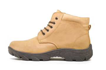 Brown leather boots, Men’s brown ankle boots, isolated on white background